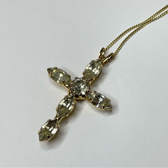 Vintage Gold Over Sterling Chain & Cross Pendant - Picture 6 of 10